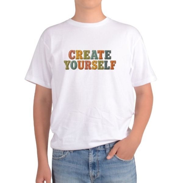 [하프클럽]길단 반팔티 아시아핏 USA핏 다양한그림 너 자신을 창조해라 CREATE 챗지피티 제미나이 전사이즈 가능