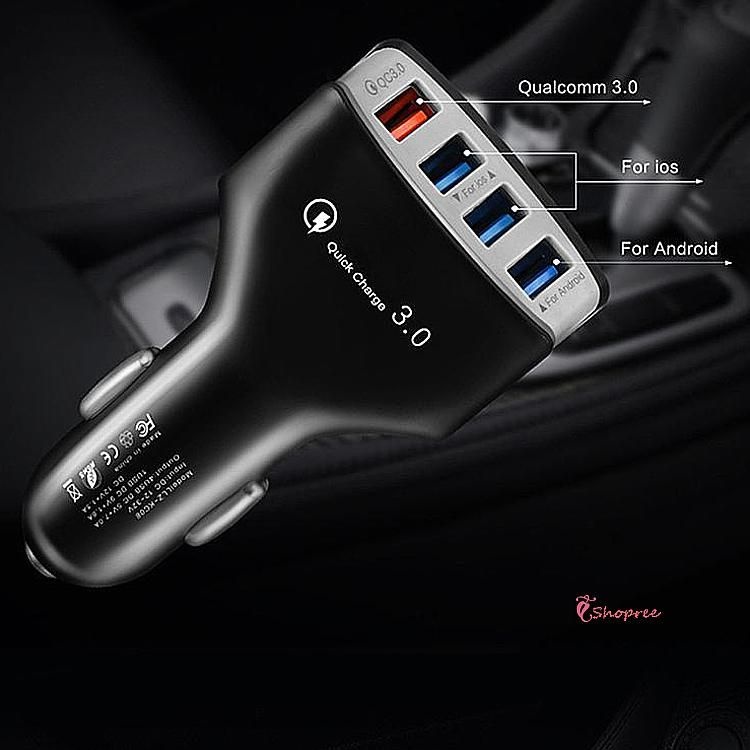 차량용휴대폰충전기 4포트 QC3.0 고속충전 USB 벨로즈 시가잭 시거잭 허브 초고속 급속 멀티 핸드폰hij247