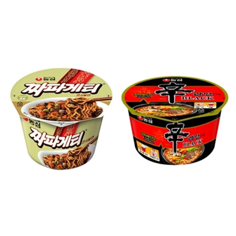 농심 짜파게티 큰사발x6컵+신라면블랙 큰사발x6컵