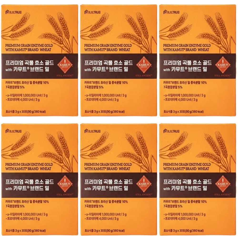 빌트루 프리미엄 곡물 효소 골드 카무트 브랜드 밀 30포, 6박스