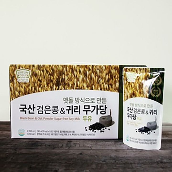 [본사직영] 아름뜰 맷돌로 갈아만든 국산 검은콩&귀리 무가당 두유 180ml 45입 (4 무첨가)