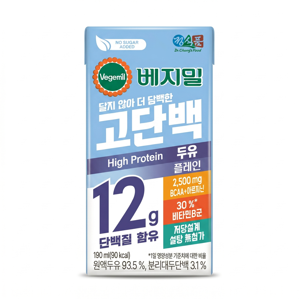 정식품 베지밀 고단백두유 플레인 설탕무첨가 저당두유 190mlx32팩