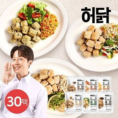 [허닭]한입 닭가슴살 큐브 100g 6종 30팩
