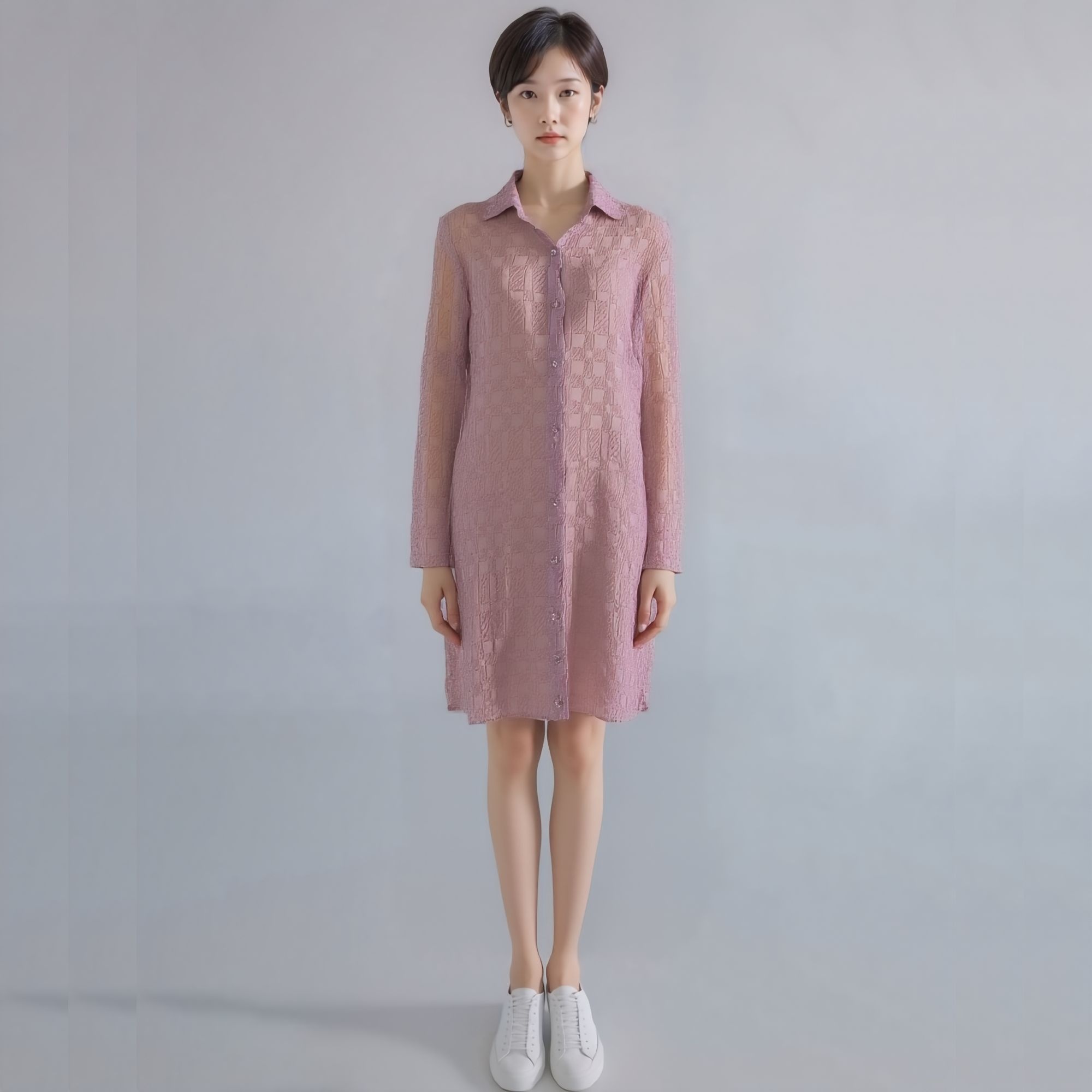 [롯데백화점] 모라도 24년 봄 여름 중년 여성 사각 한지 주름 롱 코트MNM6CT420H-CC