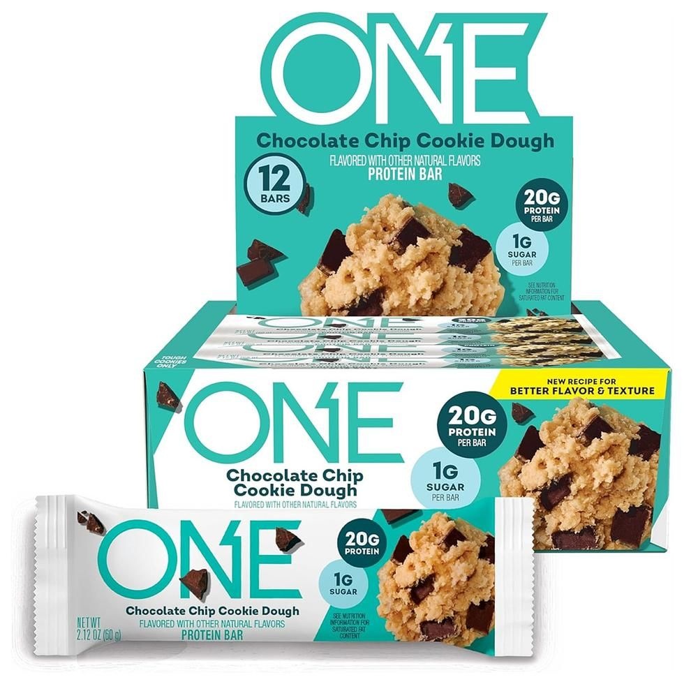 [온세일]원 프로틴 바 초코릿 칩 쿠키 도우 60g 12개입 ONE Protein Bars, Chocolate Chip Cookie Dough, Gluten