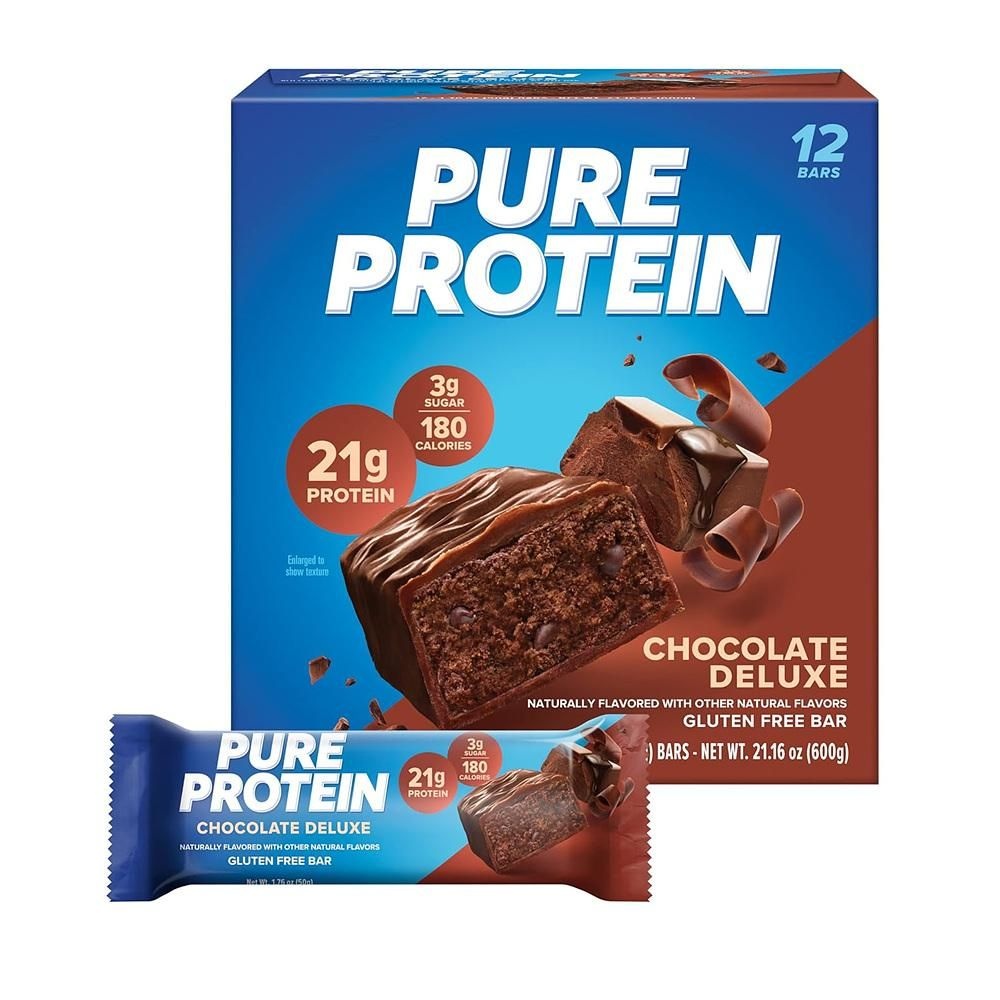 [해외] 퓨어 프로틴 바 초콜릿 디럭스 50g 12개입 Pure Protein Bars, High Protein, Nutritious Snacks to Suppor