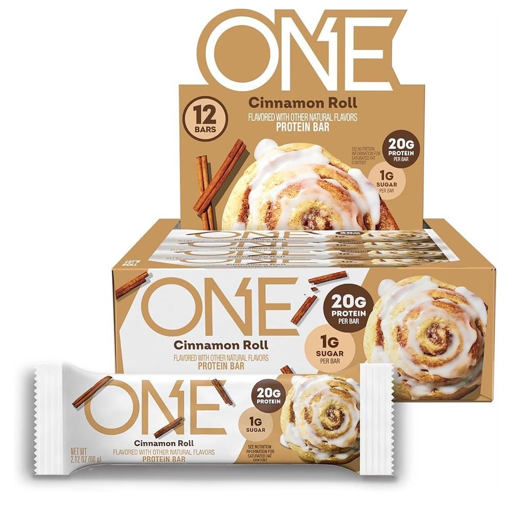 [온세일]원 프로틴 바 시나몬 롤 60g 12개입 ONE Protein Bars, Cinnamon Roll, Gluten Free with 20g Protein