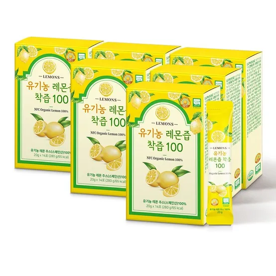 [딜크릿] 유기농 레몬즙 착즙 100 14포 6박스(총 84포) 스페인산