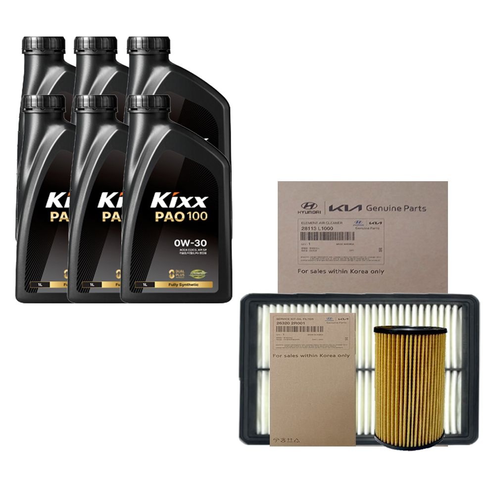 킥스 카니발KA4 디젤 킥스 PAO100 0W30 6L 엔진오일 순정 필터 세트