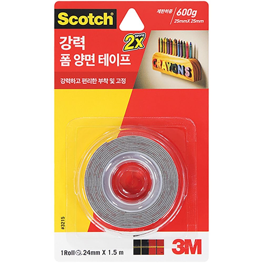 [온누리상품] 3M 스카치 강력 폼 양면테이프 3215 2배 600g 24mm X 1.5m