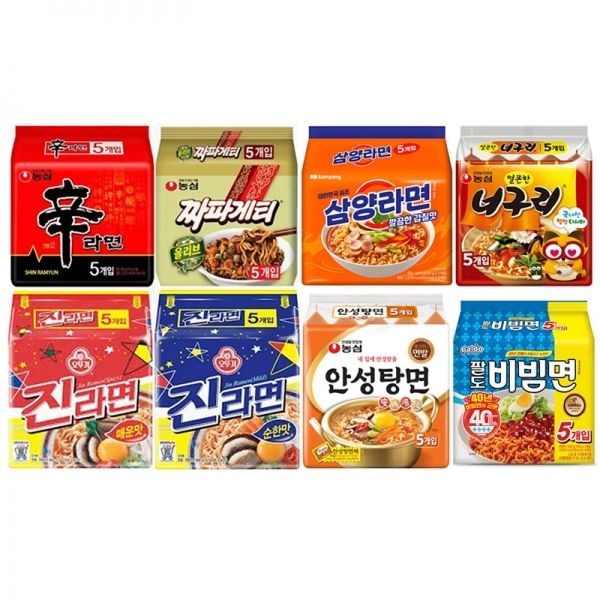 특가 인기 라면 (5개입) 8종 골라담기 (신라면/진라면/짜파게티/너구리/안성탕면/삼양라면/팔도비빔면)