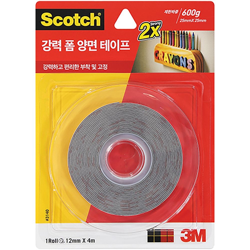 [온누리상품] 3M 스카치 강력 폼 양면테이프 3140 2배 600g 12mm X 4.0m