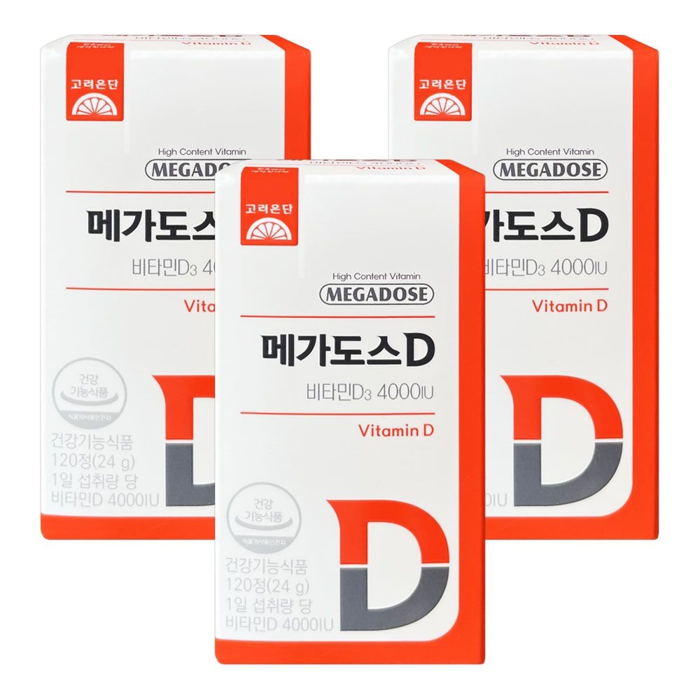 [오늘출발] 고려은단 메가도스D 비타민D3 4000IU 200mg x 120정 3박스 고함량 G