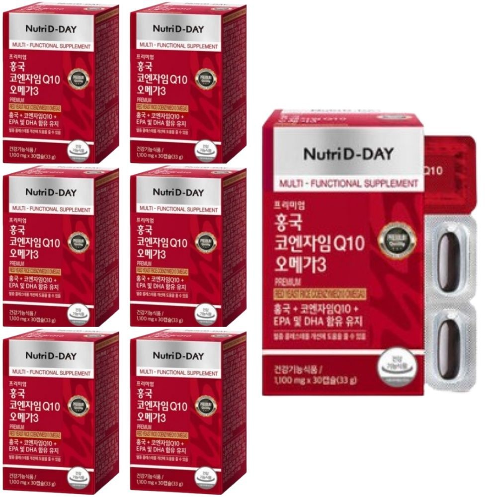 뉴트리디데이 프리미엄 홍국 코엔자임Q10 오메가3, 30캡슐, 7박스