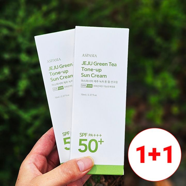 [아스파시아] 제주 그린티 톤업 선크림 70ml 1+1