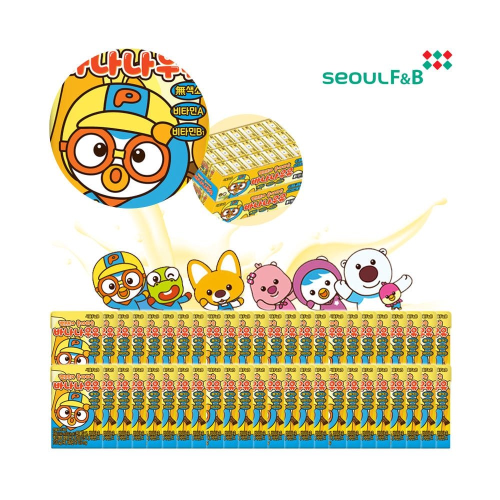 서울에프엔비 뽀로로 바나나우유 140ml 24개 3박스 멸균 아이들 종이 팩음료