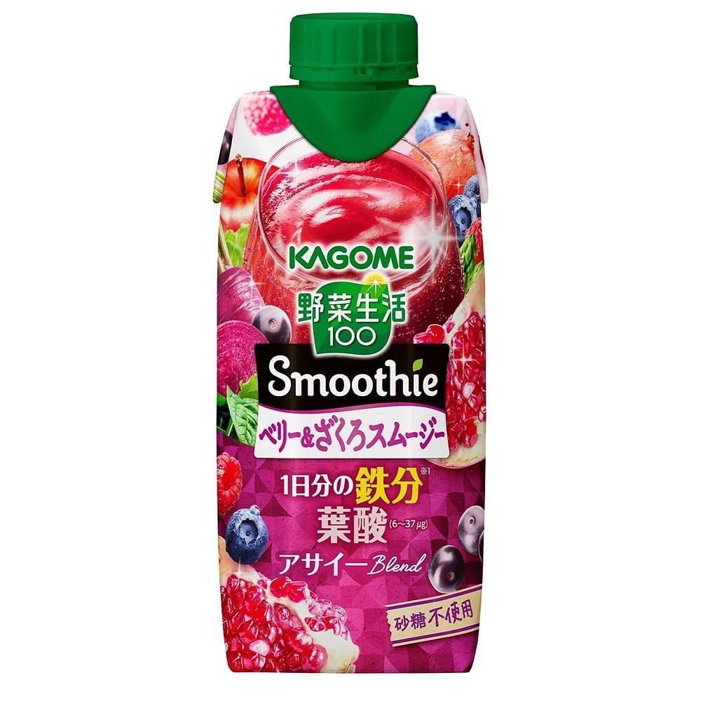 [해외] Kagome 베지터블 스무디 330ml 12개입 1팩 베리 앤 석류 Kagome Vegetable Life 100 Smoothie Berry & Pome