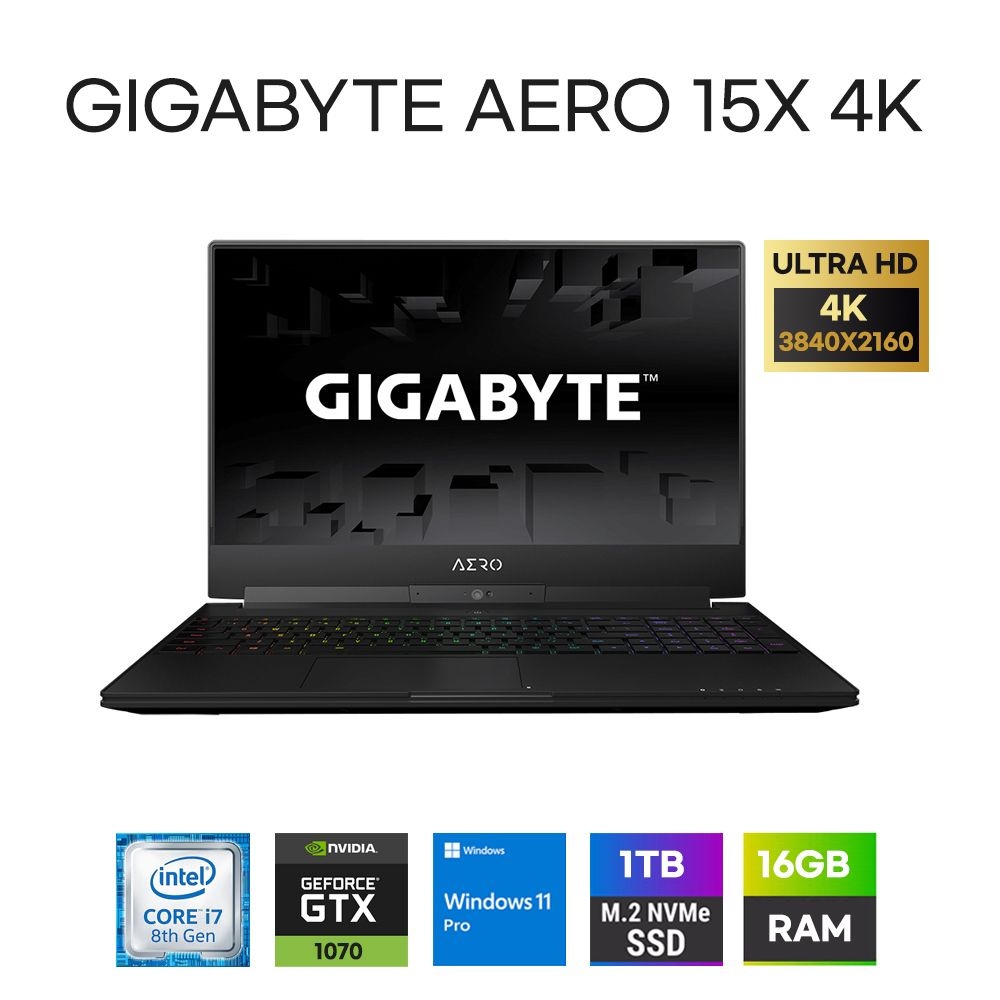 [중고] 기가바이트 GIGABYTE AERO 15X 4K 8세대 i7-8750H 램16GB NVME 1TB GTX1070 8GB 15.6 윈도11 중고노트북