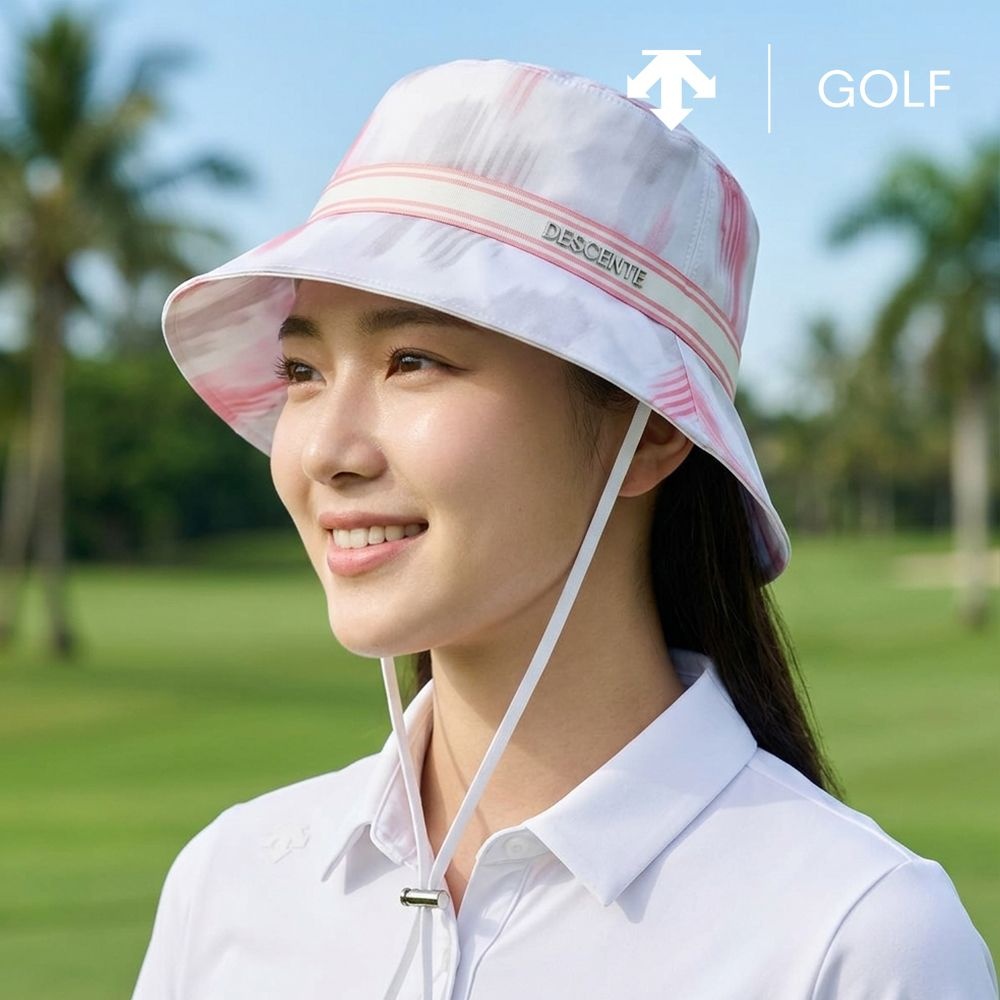 데상트골프 여성 골프 모자 여성 포인트 버킷햇 라이트핑크 DR12WFCP15