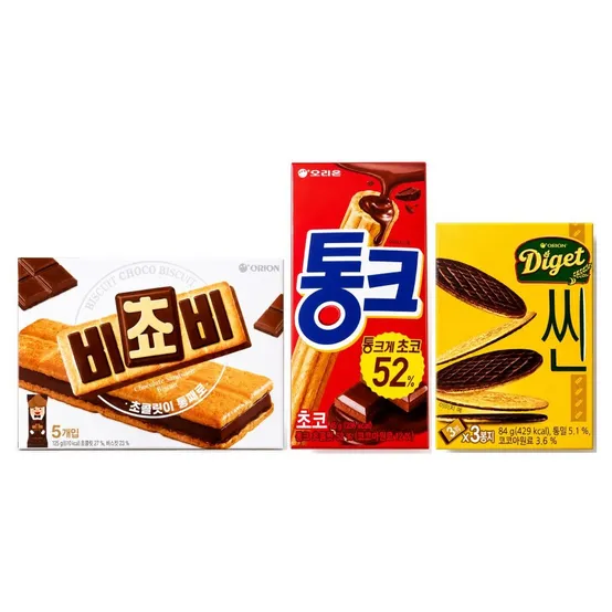 오리온 비쵸비 125g 5개 + 통크 45g 5개 + 다이제씬 84g 5개 인기 과자