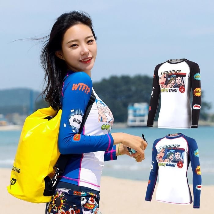 [조이할리]뱅뱅 여성 래쉬가드 상의 비치웨어 긴팔 수영복 빅사이즈 레쉬가드 (55-99)