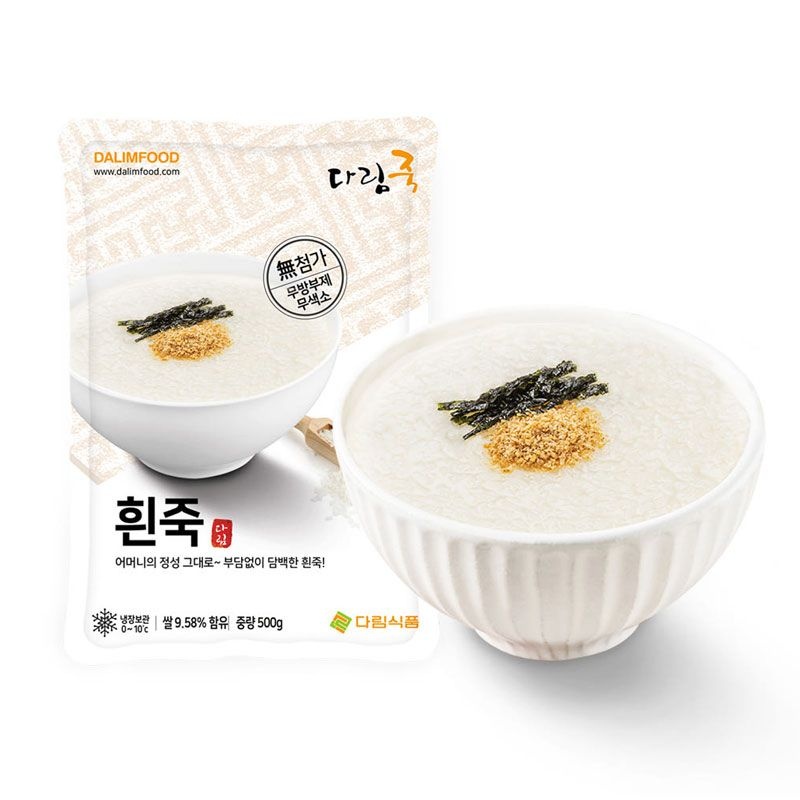 다림식품 DalimFood 정성그대로 부드럽고 담백한 흰죽 500g x 10팩/캠핑 등산 운동전후 야식 간식 즉석죽