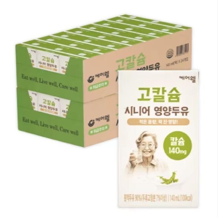 케어웰 고칼슘 시니어 영양두유 140ml x 48팩 어르신 노인 요양원 (38561402)