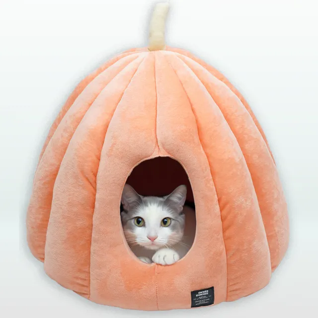 옥희독희 반려동물 고양이 강아지 극세사 호박 숨숨집 하우스 S