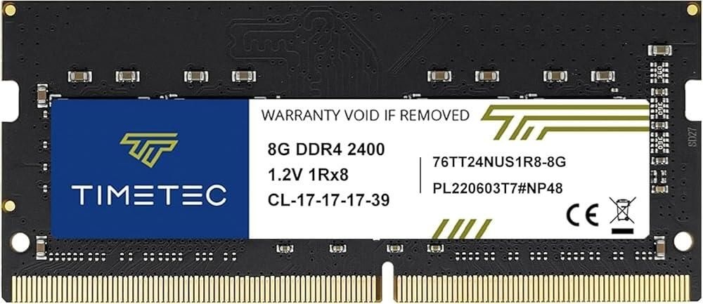 [해외] Timetec 8GB DDR4 2400MHz (DDR4-2400) PC4-19200 (PC4-2400T) 비 ECC 언버퍼드 1.2V CL17 1Rx8 싱글 랭크 260 핀 SOD