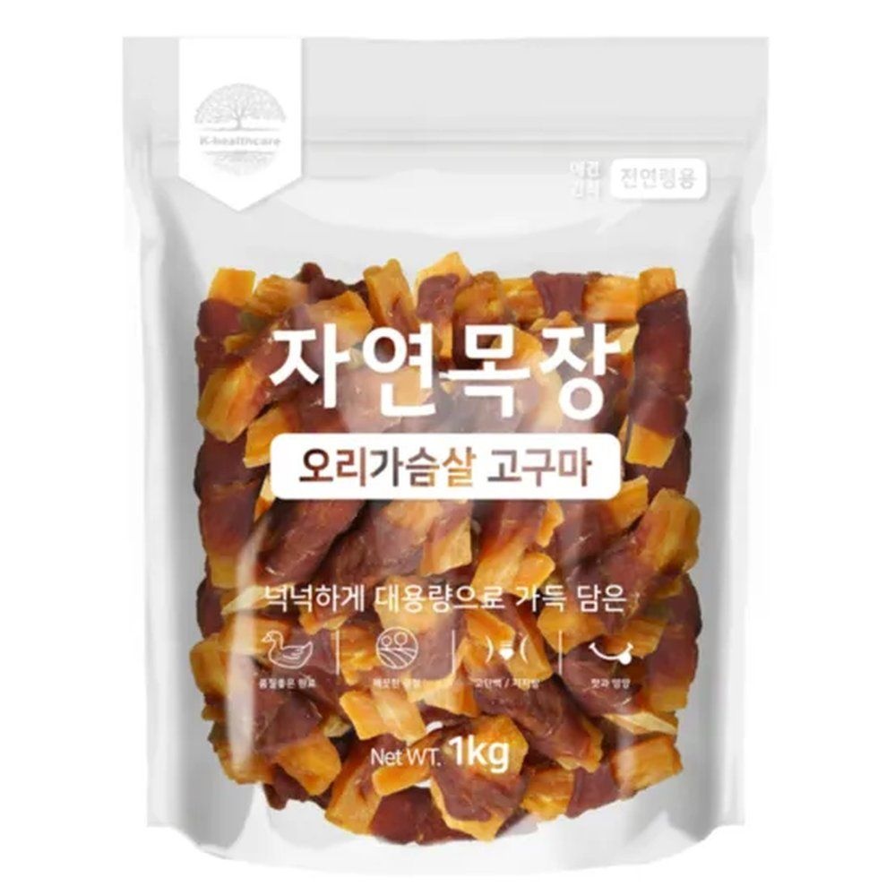 강아지대용량간식 자연목장 오리가슴살 고구마 1kg