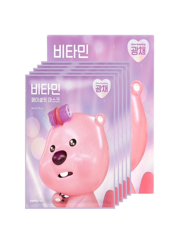 매장정품 REPLYME 리플라이미X잔망루피 비타민 페이셜핏 광채 마스크팩 5매