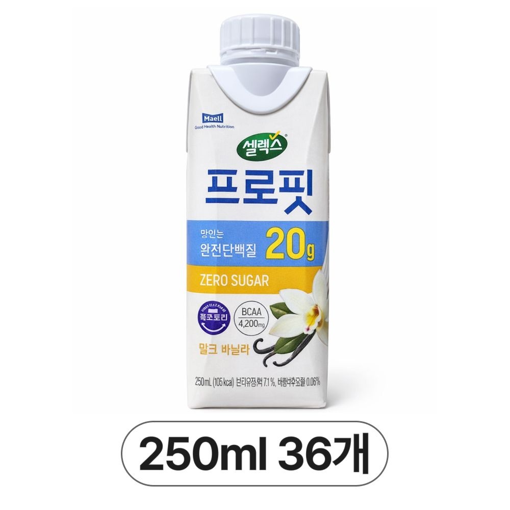 셀렉스 프로핏 완전단백질 드링크 밀크바닐라 음료 250ml 36개