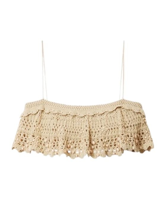이자벨마랑 26SS 이자벨마랑 베이지 crochet Oraviel crop-탑 PU0887FAD2L04I90DT