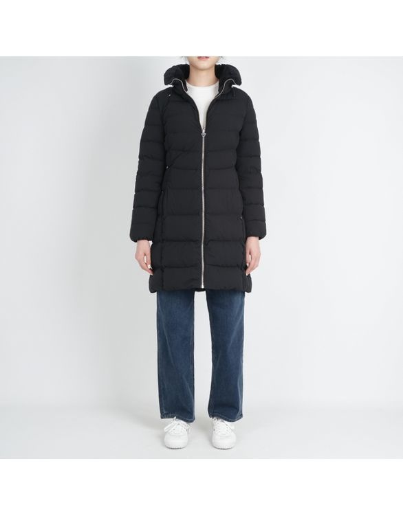 게스 GUESS 여성 패딩 페더라이트 퍼모먼스 스트레치 롱 구스 블랙 YN4W5874 B1035747