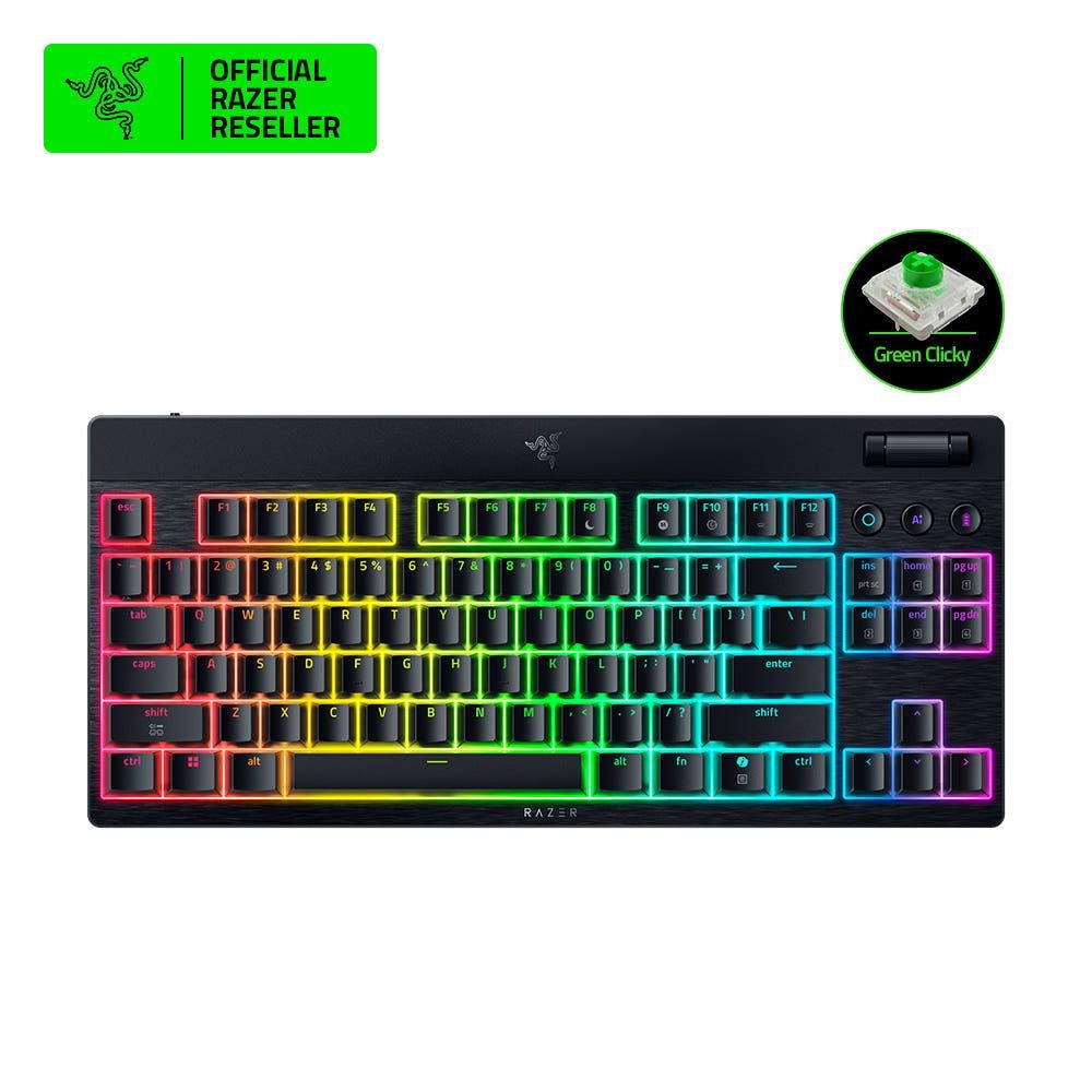 레이저코리아 BlackWidow V4 Low-profile Tenkeyless HyperSpeed US 그린축 게이밍 키보드