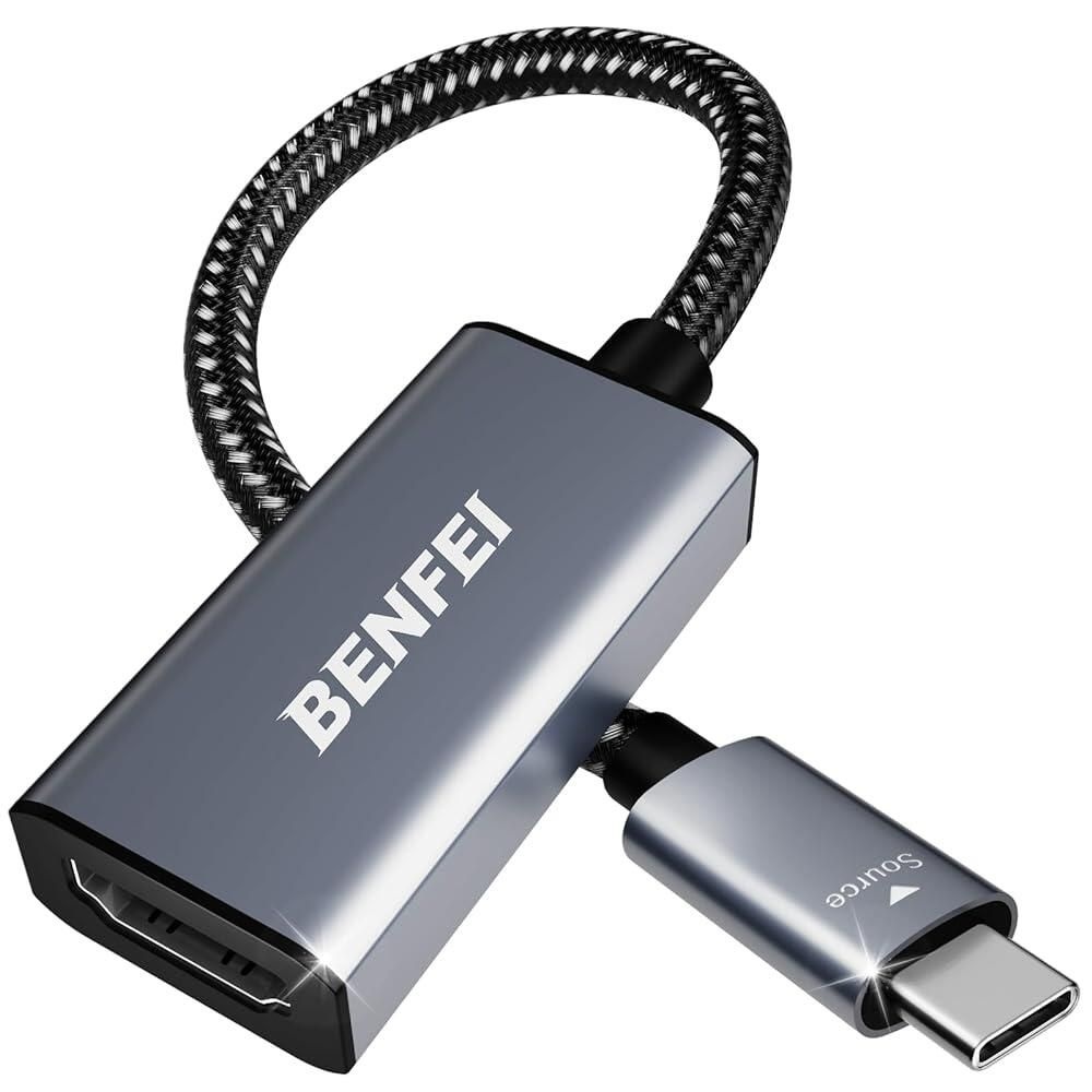 [해외] BENFEI USB C to HDMI 4K@60Hz, 10Gbps USB-A, 아이패드 프로, 맥북 프로/에어, 아이맥, 아이폰 16/15 프로/프로 맥스, XPS, 씽크패
