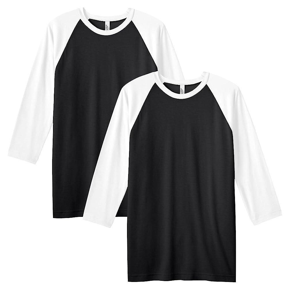 아메리칸어패럴 American Apparel 유니 성인용 CVC 래글런 티셔츠, 스타일 G2003cvc, 2팩, 헤더 차콜/블랙 S