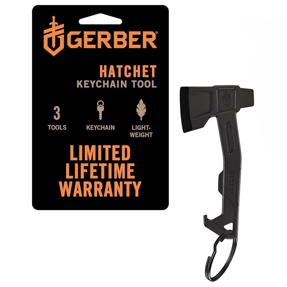 [해외] Gerber Gear 손도끼 키체인 3-in-1 멀티툴, 병따개가 있는 포켓 또는 열쇠고리에 클립, 플랫 헤드 드라이버, 패키지 오