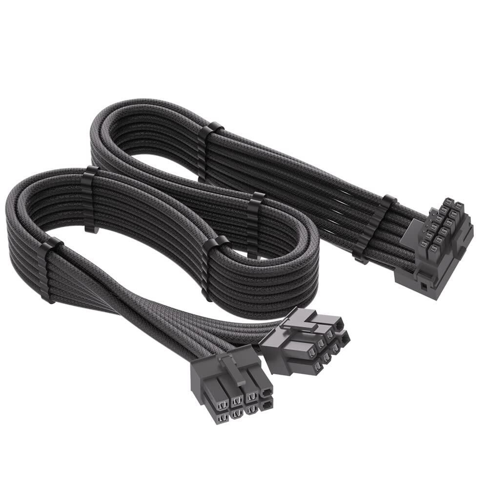 JOYJOM [해외] 12VHPWR Corsair용 90도 어댑터: PCIE 5.0 16AWG 600W 어댑터 듀얼 8핀 PCIe to 16핀 12+4 핀 RTX 4090 4080 3090TI 4070Ti 그래픽 카드 GPU