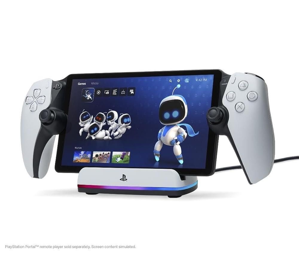 [해외] PowerA Charging Station for PlayStation Portal™ Remote Player with Lumectra™, RGB Lighting, USB Powe레드, Magnetic Charger, Charge and Display,