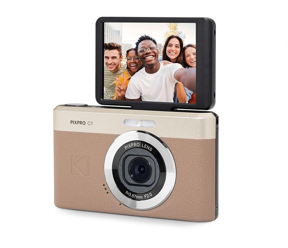 [해외] Kodak PIXPRO C1 디지털 카메라, 13MP 컴팩트 포인트 & 촬영, 4X 줌, 26mm f/2.0 와이드 앵글, 180도 플립 스크린, 1080p HD 비디