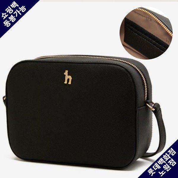 [롯데백화점] 헤지스 ACC [인기리오더] 블랙 가죽 퍼피 카메라백 HIWA5E180BK