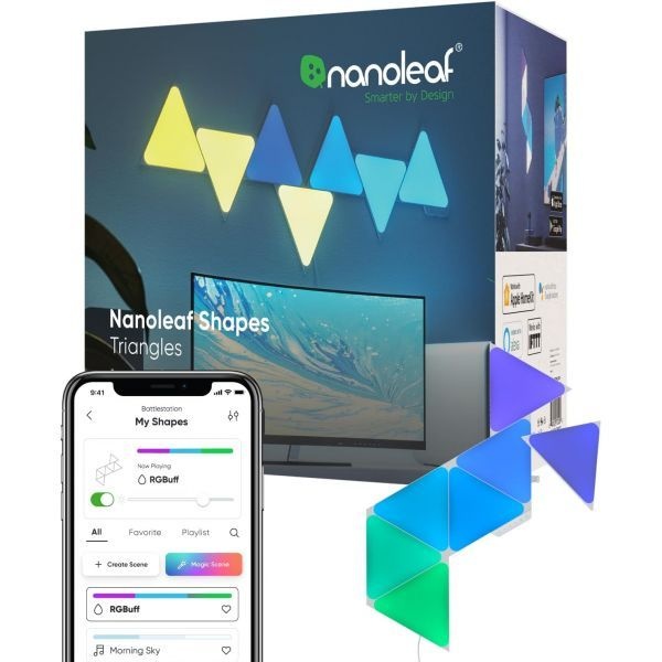 [해외] Nanoleaf Shapes 게임 홈 데코 벽 스마트 삼각형 인테리어 조명 키트