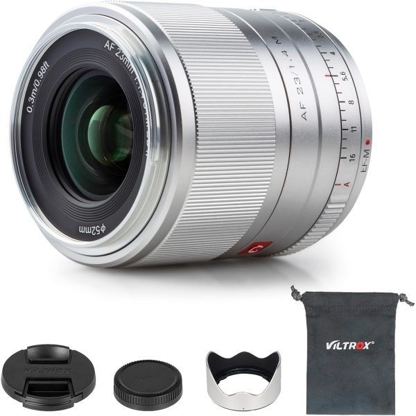 [해외] VILTROX f/1.4 F1.4 EOSM APS-C STM 자동 초점 렌즈 Canon EOS-M 마운트 카메라 M10 M100 M200 M3 M5 M50 M50II M6 M60 II EOS 마크 필터 콤