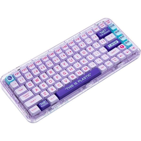[해외] MelGeek Mojo84 Vaporwave 충전식 기계식 투명 퍼플 키보드 핫 스왑 가능 84 키