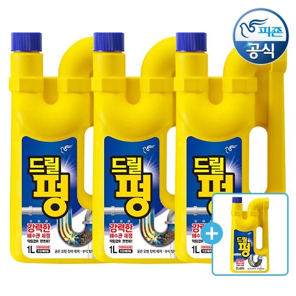 [롯데온] 피죤 배수구세정제 파워드릴펑 1L 3개+2L 1개