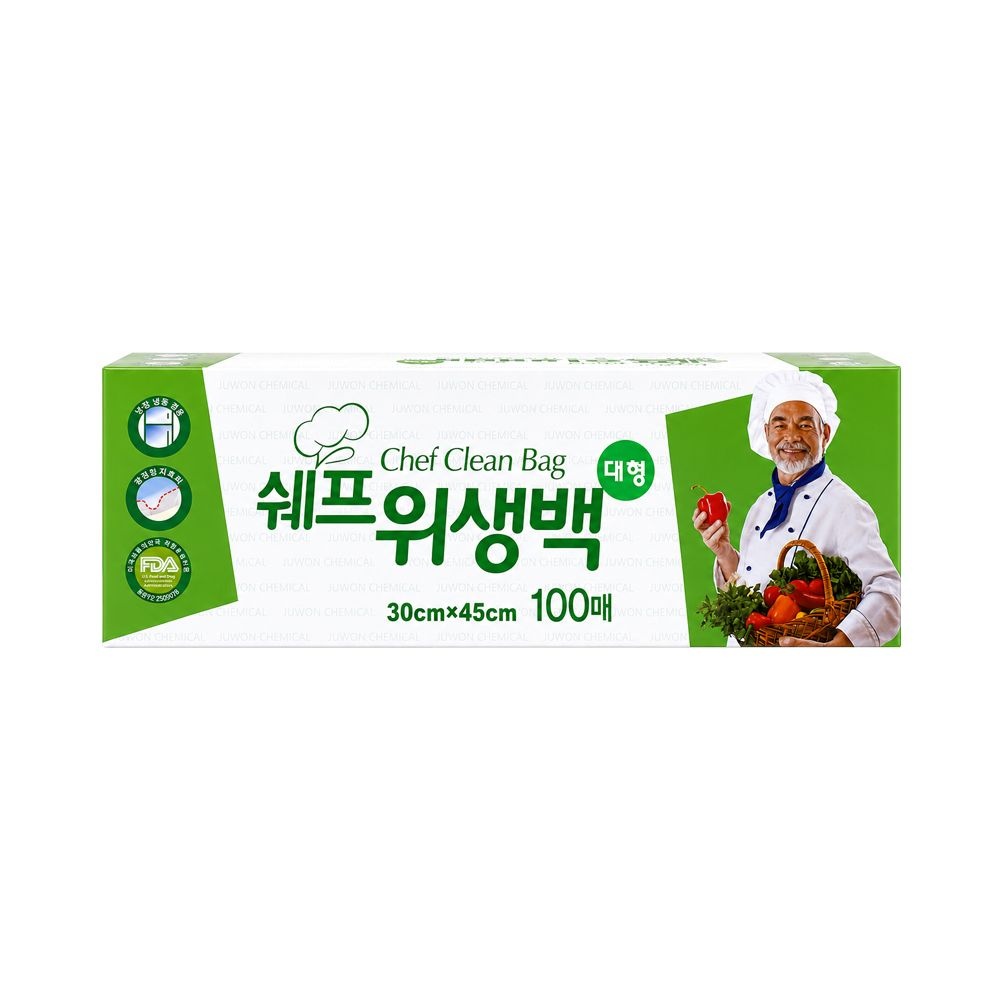 [오늘출발] 쉐프 위생백 대형 30x45cm 100매 도톰한 일회용 봉투 크린 비닐백