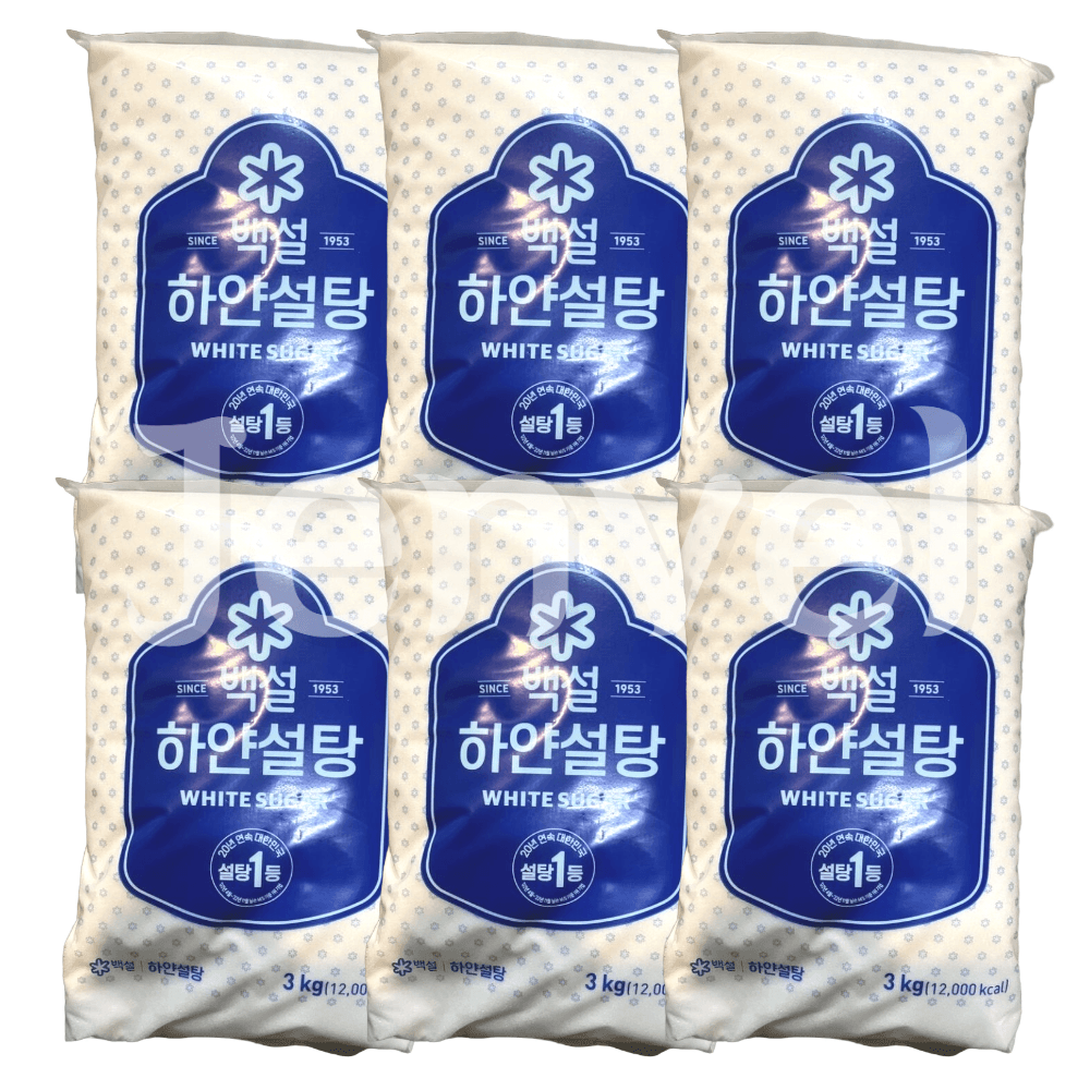 CJ 백설 하얀 설탕 3kg 6개 대용량 3키로 흰설탕 최근제조 (3kg x 6개)