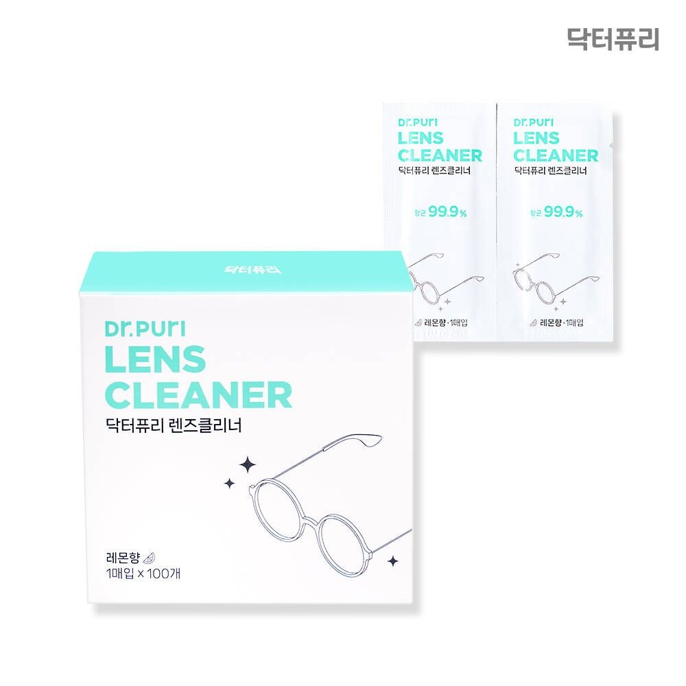 닥터퓨리 [1만리뷰] 닥터퓨리 렌즈클리너 일회용 티슈 100매 레몬향 휴대폰액정클리너 안경닦이