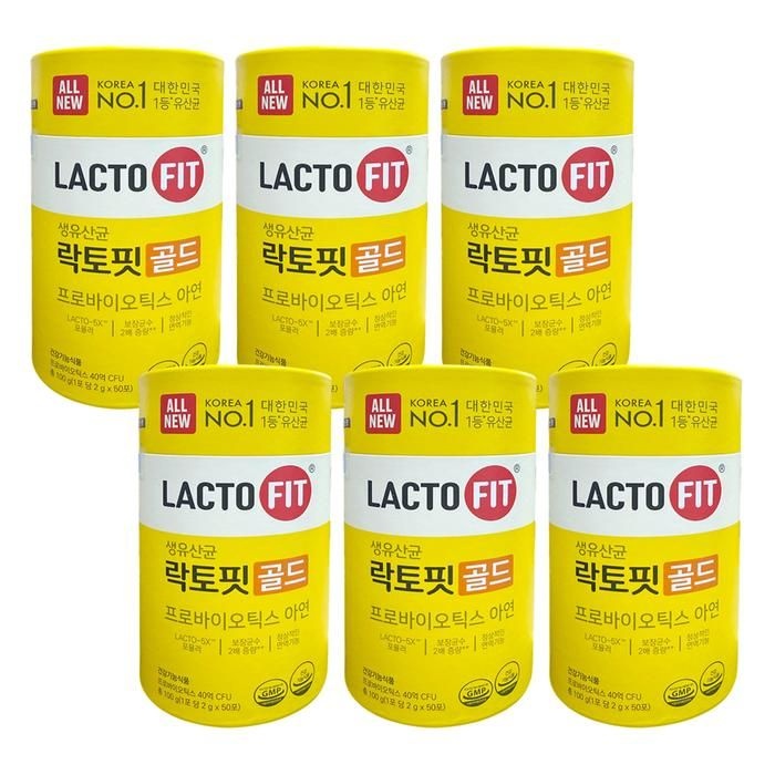 [종근당건강]  락토핏 생유산균 골드5X  온가족유산균 2g x 50포 6통 -SDL-